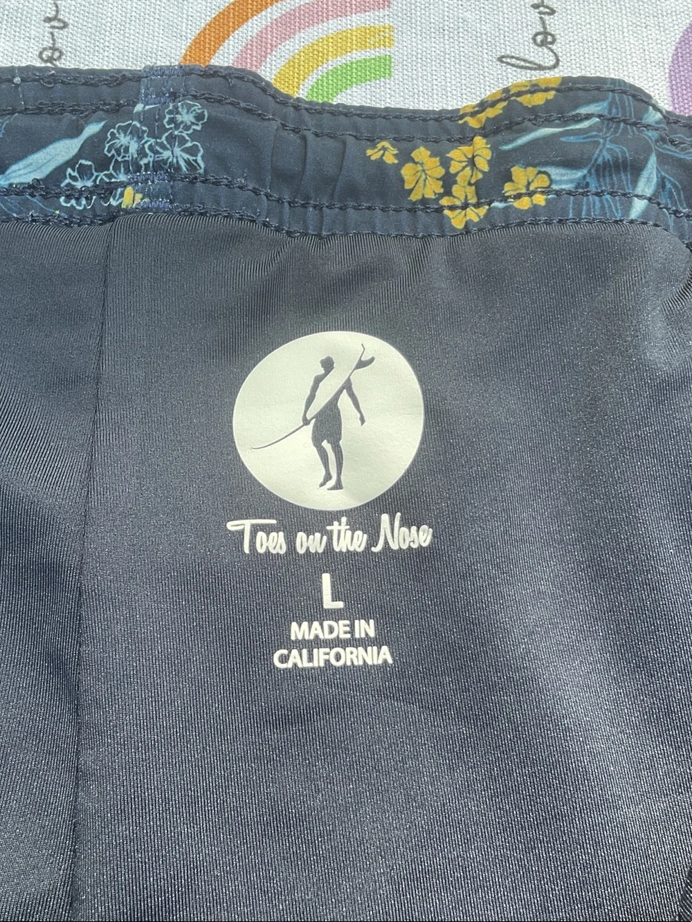Kids Navy Floral Swim Shorts with Yellow Accents